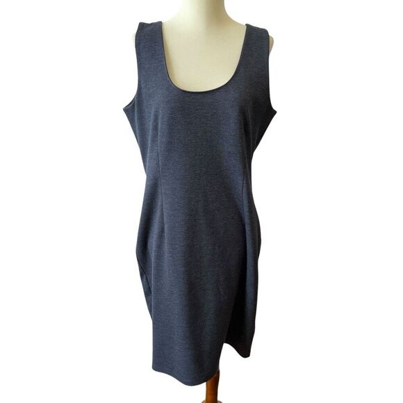 ORB SHEATH DRESS LG SLEEVELESS CAREER CASUAL MINIMALIST BACK ZIP OFFICE CHIC - Picture 2 of 13
